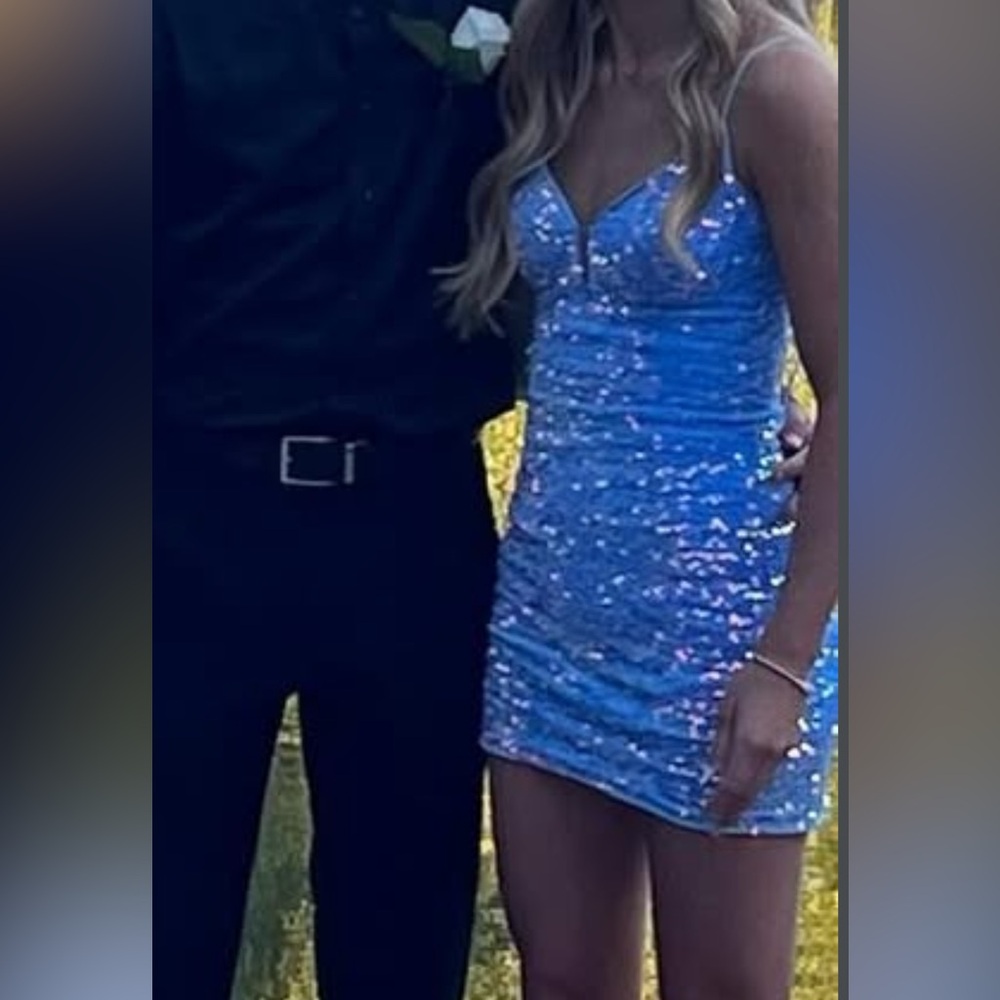 Sparkling Blue homecoming Sequin Dress